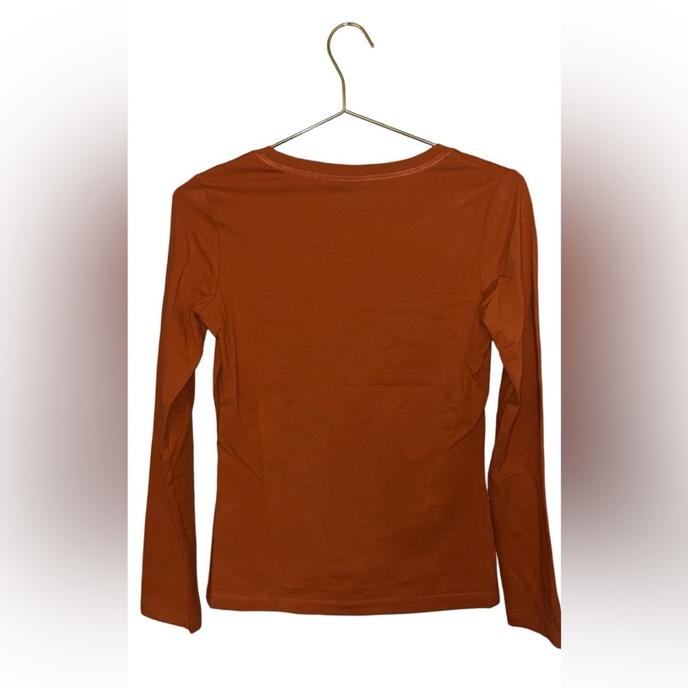 Harley Davidson Woman's Orange Long Sleeve Rhinestone Shirt Size XS P2P 16" - Picture 3 of 5